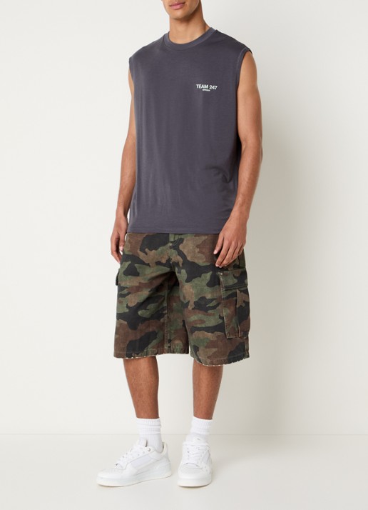 Represent 24/7 Team oversized tanktop met logo- en backprint - voorkant 2 middengrijs