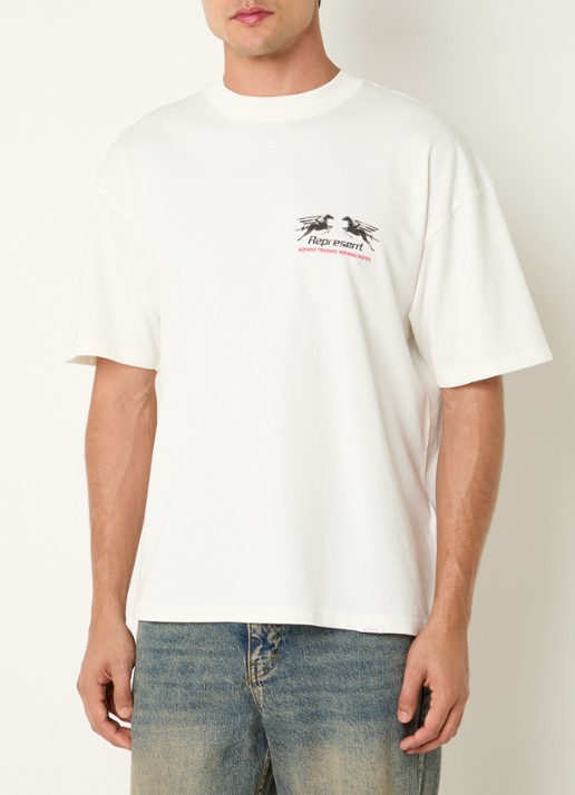 Represent 24 Hour service T-shirt met logo- en backprint - achterkant 3 beige