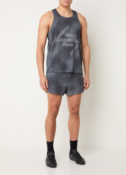 Represent 247 Ultra loose fit korte broek met print - voorkant 2 donkergrijs