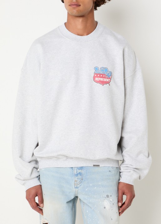 Represent Beach Boys sweater met logo- en backprint - achterkant 3 grijsmele