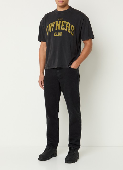 Represent College T-shirt met logoprint - voorkant 3 antraciet