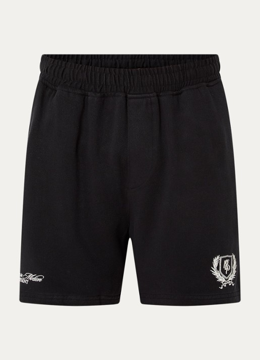 Represent Crest straight fit korte joggingbroek met logo en steekzakken - voorkant 3 zwart