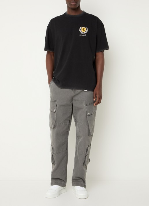 Represent Crest T-shirt met logo- en backprint - voorkant 4 zwart