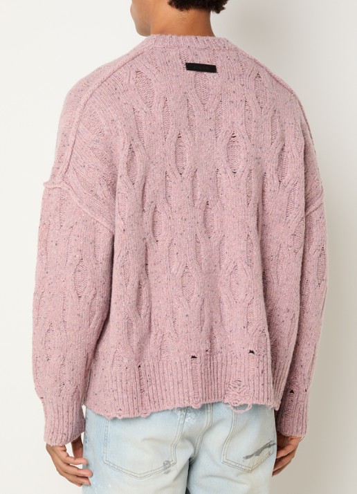 Represent Distress kabelgebreide trui met ronde hals - achterkant 2 roze