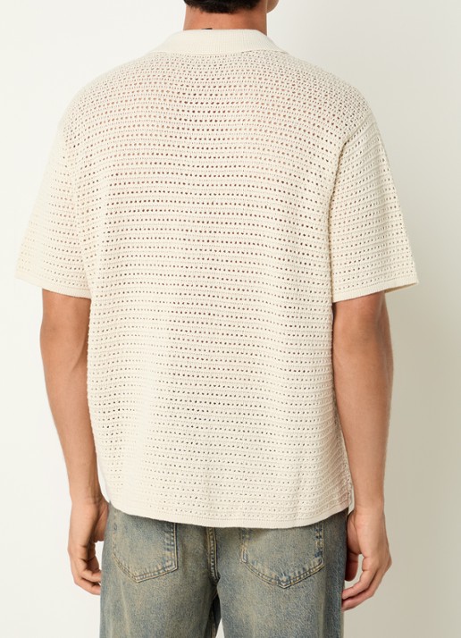 Represent Fijngebreide overshirt met logo - achterkant 3 gebroken wit