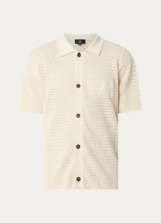Represent Fijngebreide overshirt met logo - voorkant gebroken wit