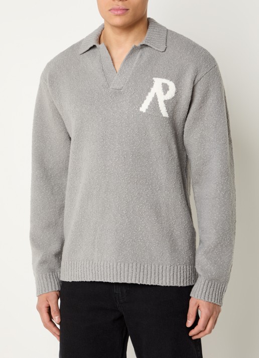 Represent Grofgebreide trui met logo en kraag