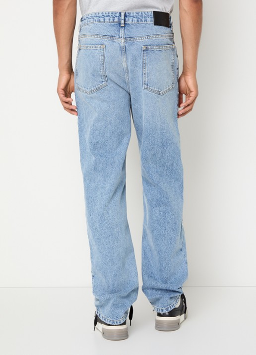 Represent Heaton straight fit jeans met lichte wassing - achterkant 3 indigo