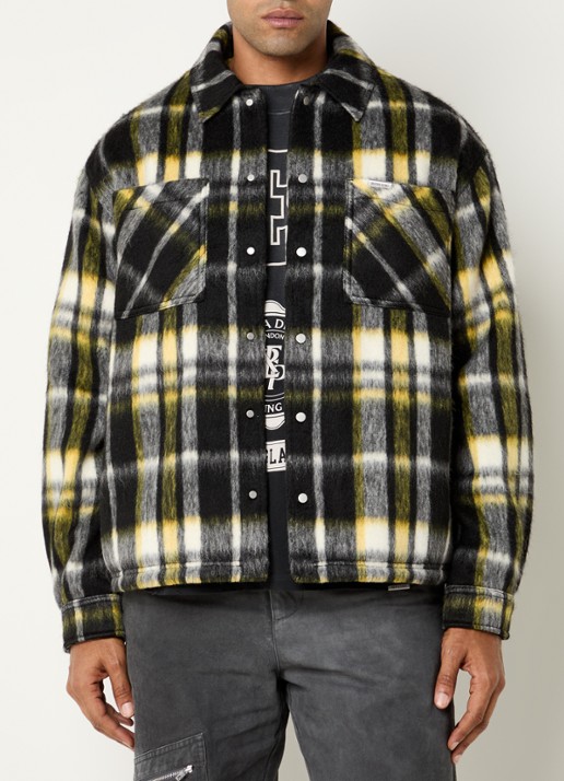Represent Overshirt met ruitdessin en borstzakken - detail 4 zwart