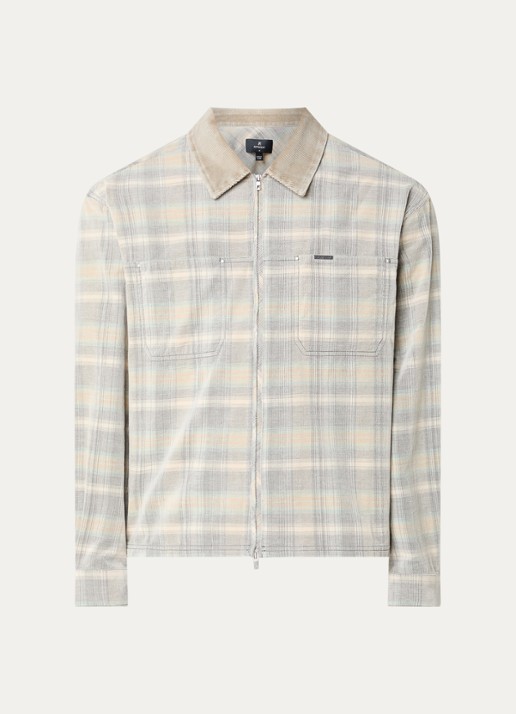 Represent Overshirt met ruitdessin en borstzakken - voorkant creme
