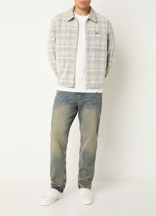 Represent Overshirt met ruitdessin en borstzakken - voorkant 2 creme