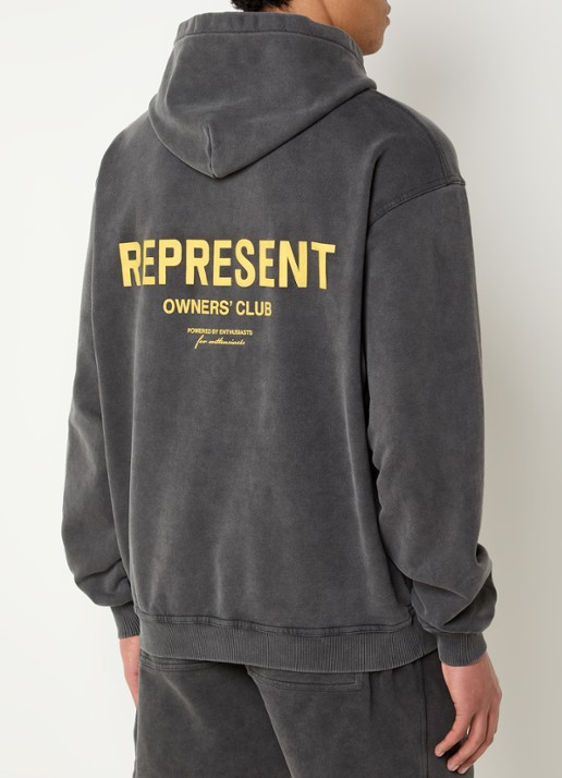 Represent Owners Club hoodie met logo- en backprint - detail 2 antraciet