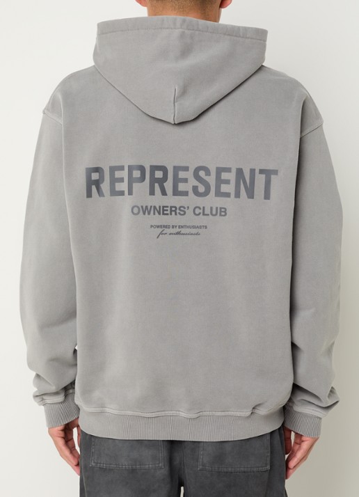 Represent Owners Club hoodie met logo- en backprint - achterkant 3 grijs