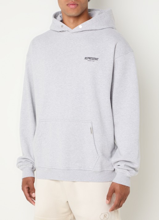 Represent Owners Club hoodie met logo- en backprint - achterkant 5 grijsmele