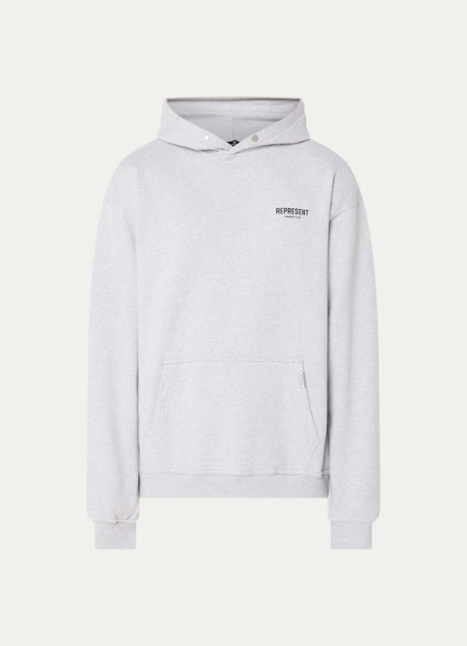 Represent Owners Club hoodie met logo- en backprint - voorkant 3 grijsmele