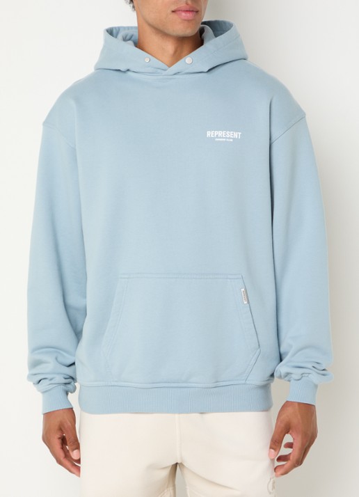 Represent Owners Club hoodie met logo- en backprint - achterkant 5 blauwgrijs