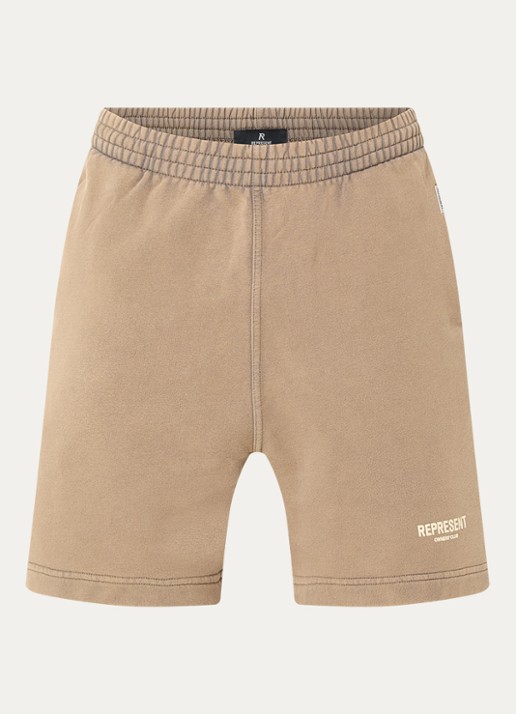 Represent Owners Club straight fit korte joggingbroek met logo - voorkant 2 lichtbruin