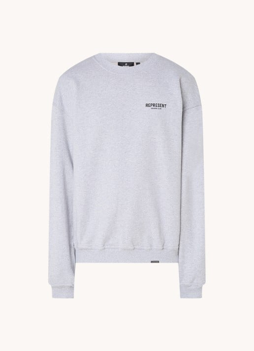 Represent Owners Club sweater met logo- en backprint - voorkant 3 grijsmele