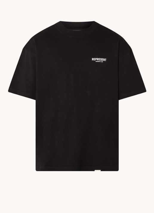 Represent Owners Club T-shirt met logo- en backprint - voorkant 3 zwart