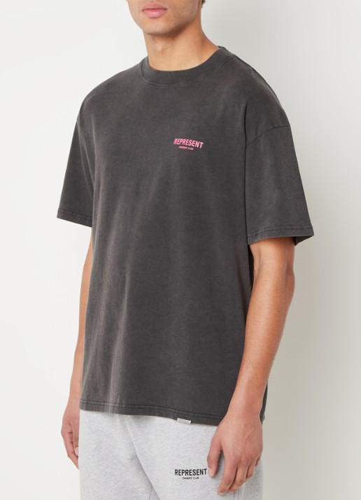 Represent Owners Club T-shirt met logo- en backprint - achterkant 4 donkergrijs