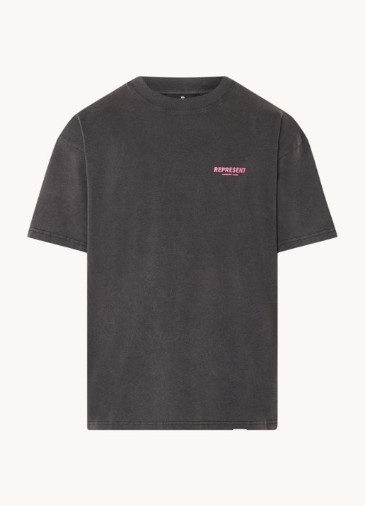 Represent Owners Club T-shirt met logo- en backprint - voorkant donkergrijs