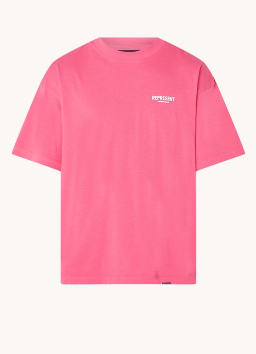 Represent Owners Club T-shirt met logo- en backprint - voorkant roze