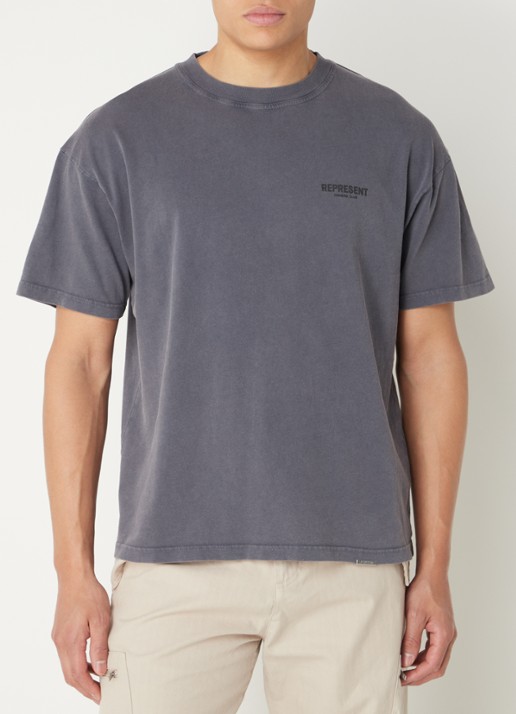 Represent Owners Club T-shirt met logo- en backprint - achterkant antraciet