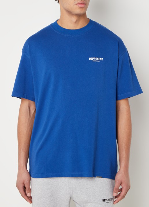 Represent Owners Club T-shirt met logo- en backprint - achterkant kobaltblauw