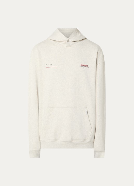 Represent Patron Of The Club hoodie met logo- en backprint - voorkant 4 creme