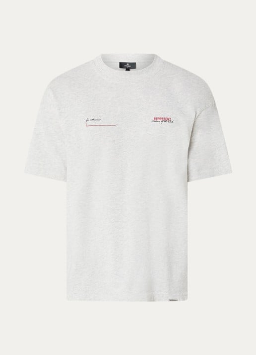 Represent Patron of the Club T-shirt met logo- en backprint - voorkant 3 grijsmele