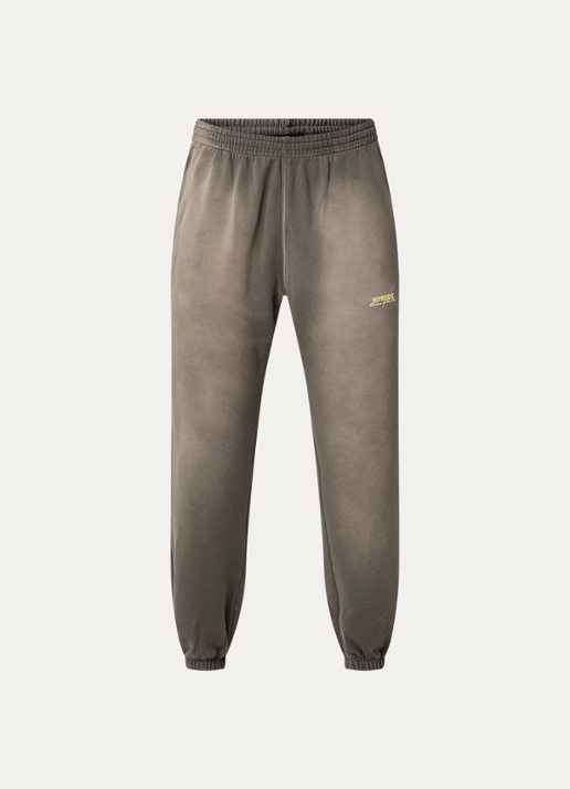 Represent Patron Of The Club tapered fit joggingbroek met verwassen afwerking en steekzakken - voorkant olijfgroen