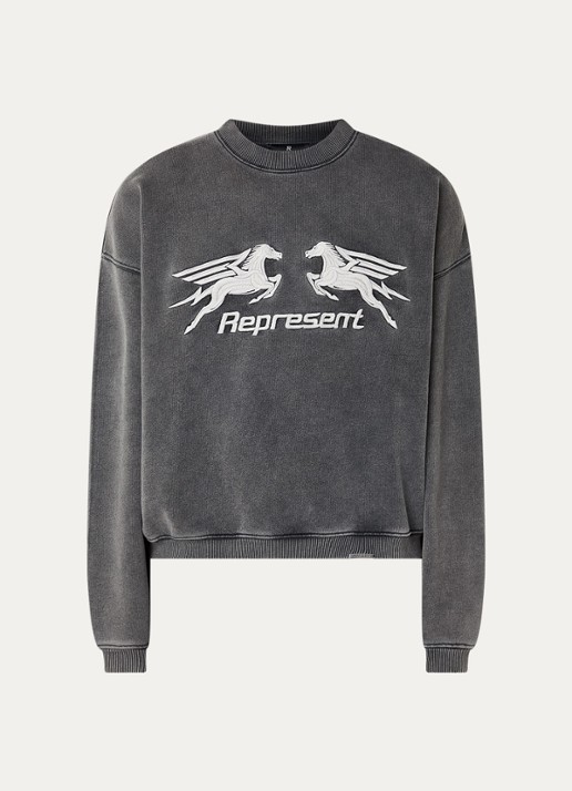 Represent Pegasus sweater met logoborduring  - voorkant antraciet