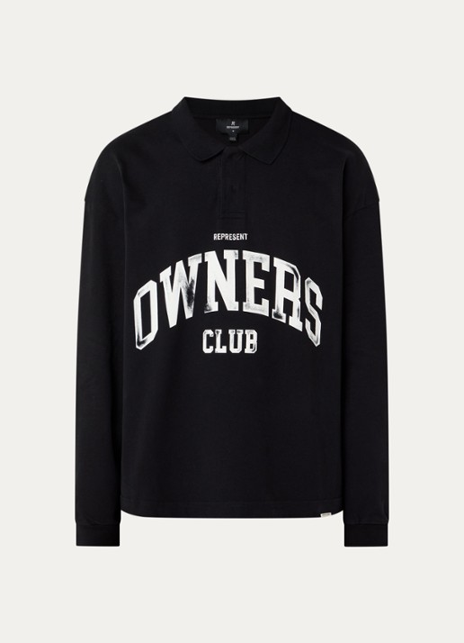 Represent Regular fit polo met logoprint - voorkant 3 zwart