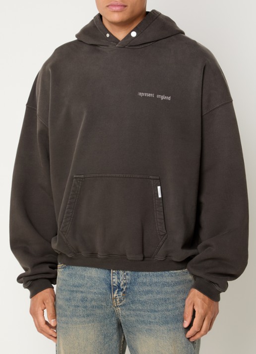 Represent Resent hoodie met logo- en backprint - achterkant 5 donkerbruin