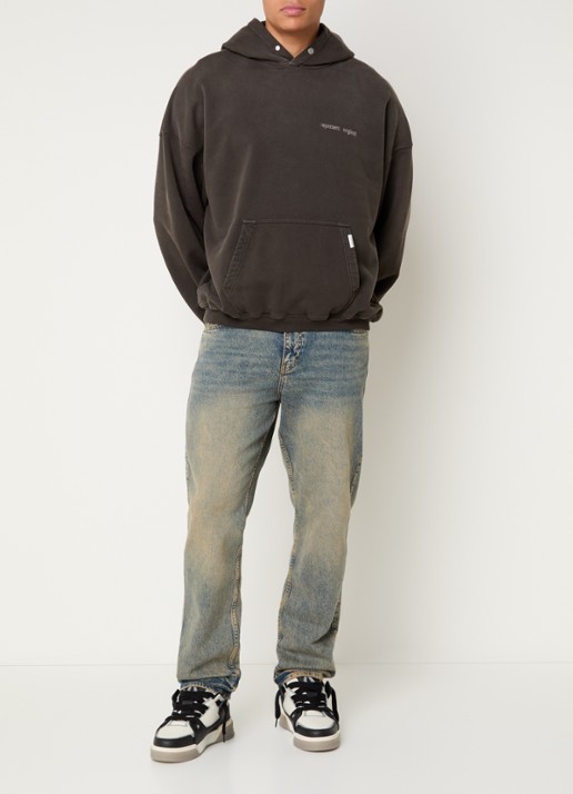 Represent Resent hoodie met logo- en backprint - voorkant 2 donkerbruin