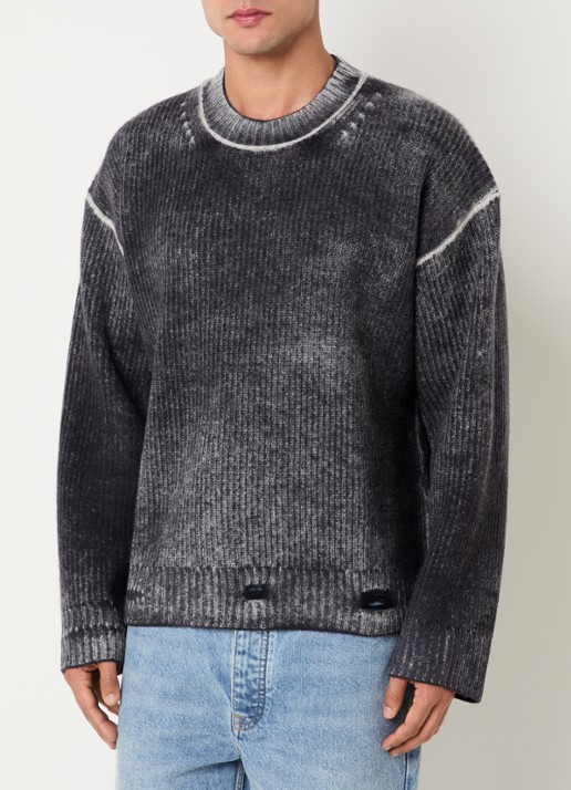 Represent Reversible Fade Out ribgebreide trui van wol met destroyed afwerking