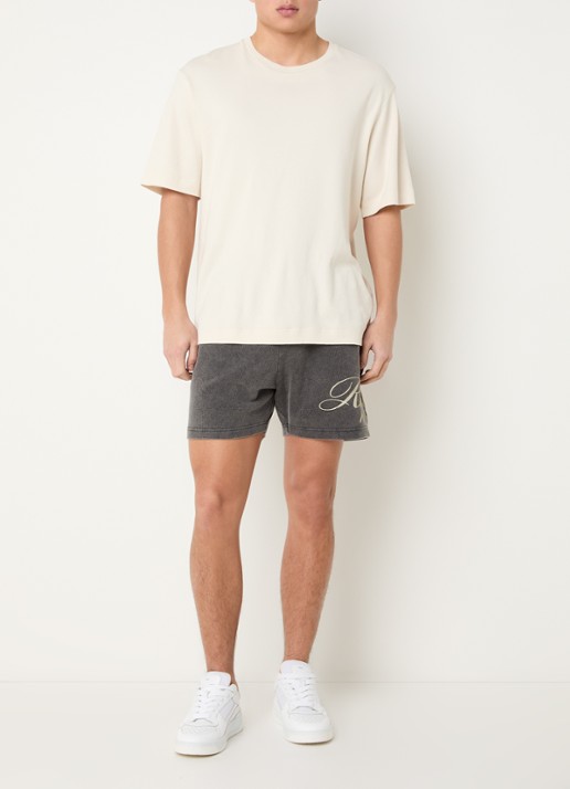 Represent Script straight fit korte broek met logo - voorkant 2 grijs