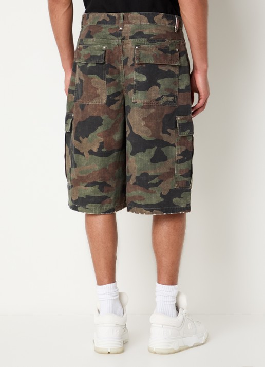 Represent Straight fit korte broek met camouflageprint - achterkant bruin