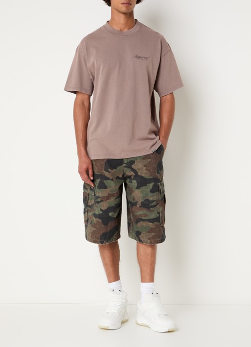 Represent T-shirt met logo- en backprint - voorkant 2 lichtbruin