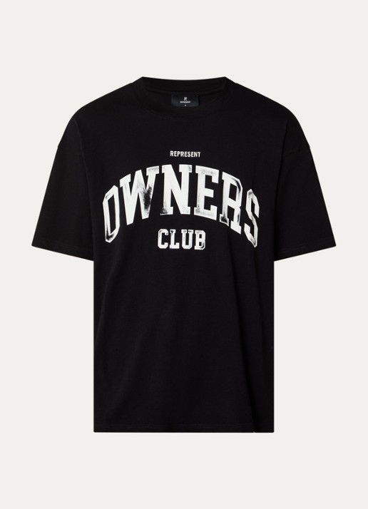 Represent T-shirt met logoprint - voorkant zwart