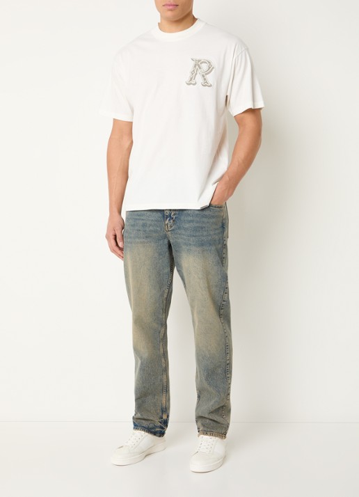 Represent Western Initial T-shirt met logoborduring - voorkant 3 creme