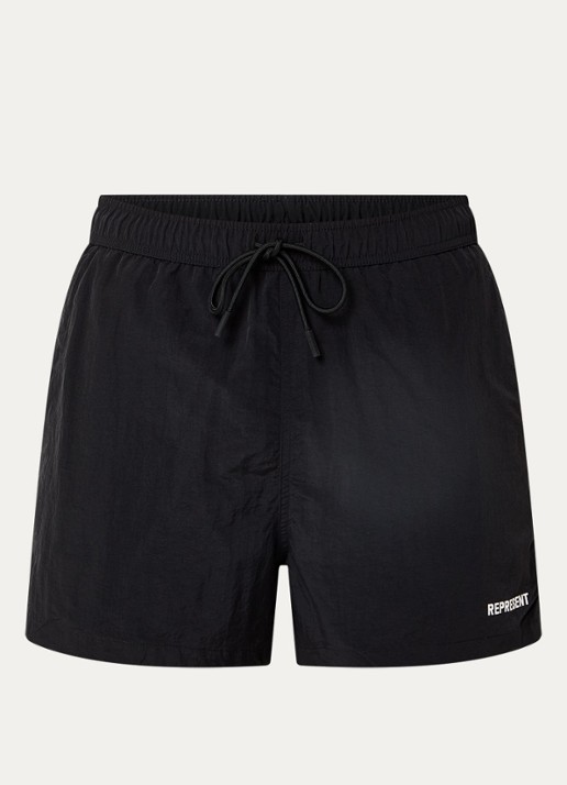Represent Zwemshorts met logo en paspelzakken - voorkant 2 zwart