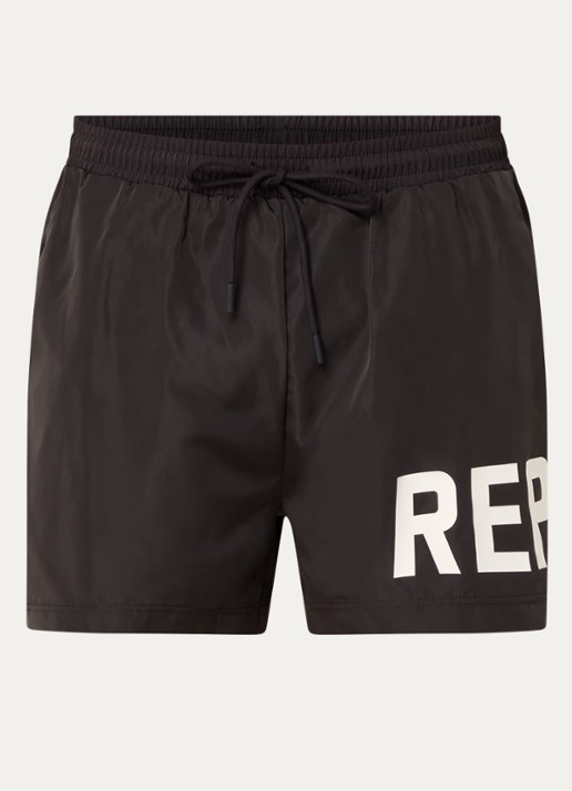 Represent Zwemshorts met logoprint en steekzakken  - voorkant 3 zwart