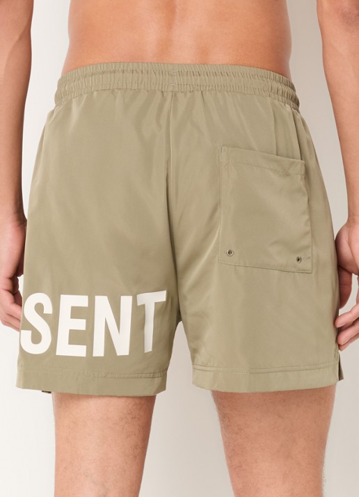 Represent Zwemshorts met logoprint en steekzakken  - achterkant khaki