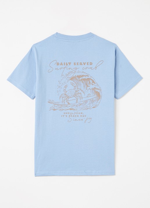 Retour Jeans Damon T-shirt met logo- en backprint - voorkant 2 blauwgrijs