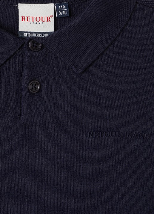 Retour Jeans Dani fijngebreide regular fit polo - detail 3 donkerblauw