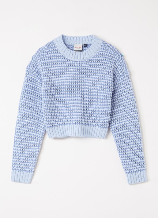 Retour Jeans Fallon grofgebreide cropped trui met ingebreid patroon