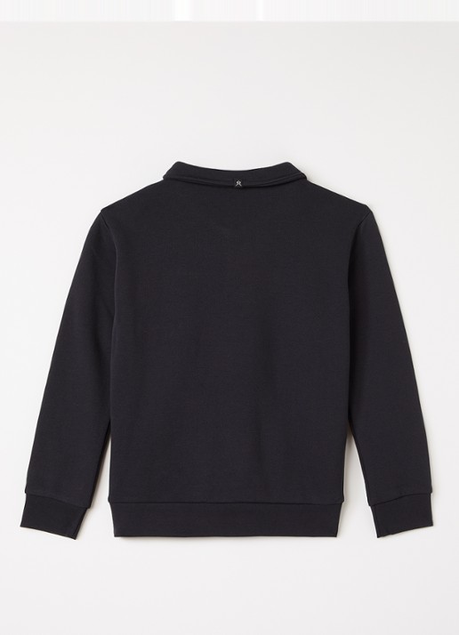 Retour Jeans Gino sweater met kraag en halve rits - voorkant 3 antraciet