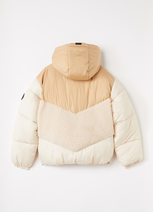 Retour Jeans Ida puffer jack met details van fleece - achterkant beige