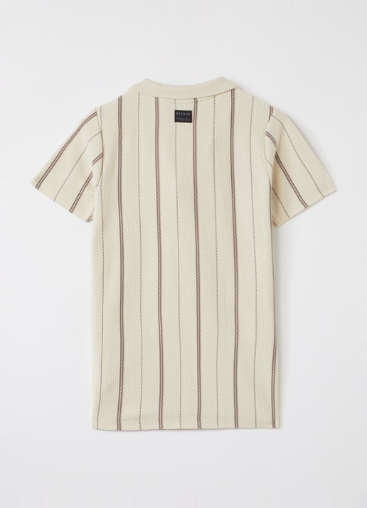 Retour Jeans Joah grofgebreid polo met streepprint - voorkant 2 beige